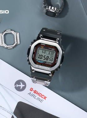 卡西欧官方旗舰店GMW-B5000全金属原点红圈小方块八角手表G-SHOCK