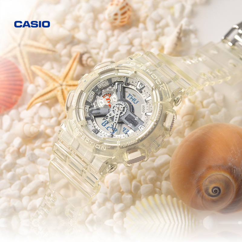 casio旗舰店GA-110CR冰韧透明男士运动手表卡西欧官方正品G-SHOCK