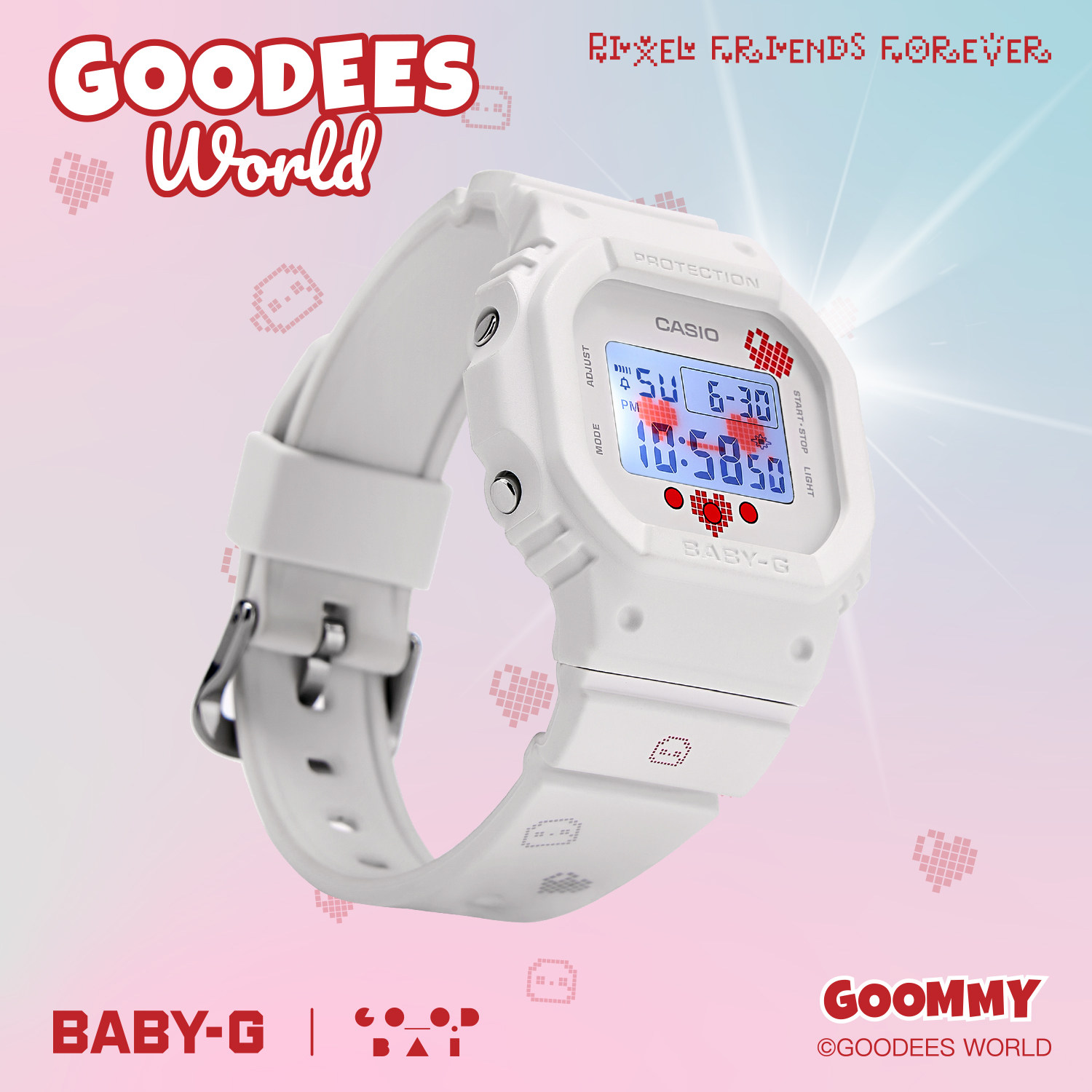 卡西欧官方旗舰店GOODBAI联名礼盒520送女友BGD-565小方块手表女