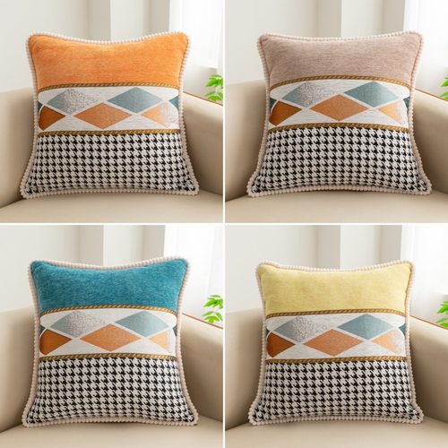 雪尼尔客厅沙发抱枕床头靠背垫汽车腰枕酒店民宿靠垫抱枕套不含芯