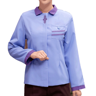 酒店保洁员工作服长袖物业清洁工阿姨套装秋冬装医院商场保洁服装