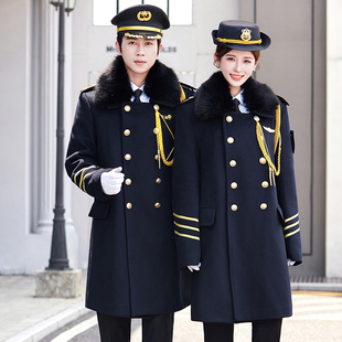 酒店物业安保物业保安门迎毛呢大衣加棉保暖厚男女酒店企业售楼部