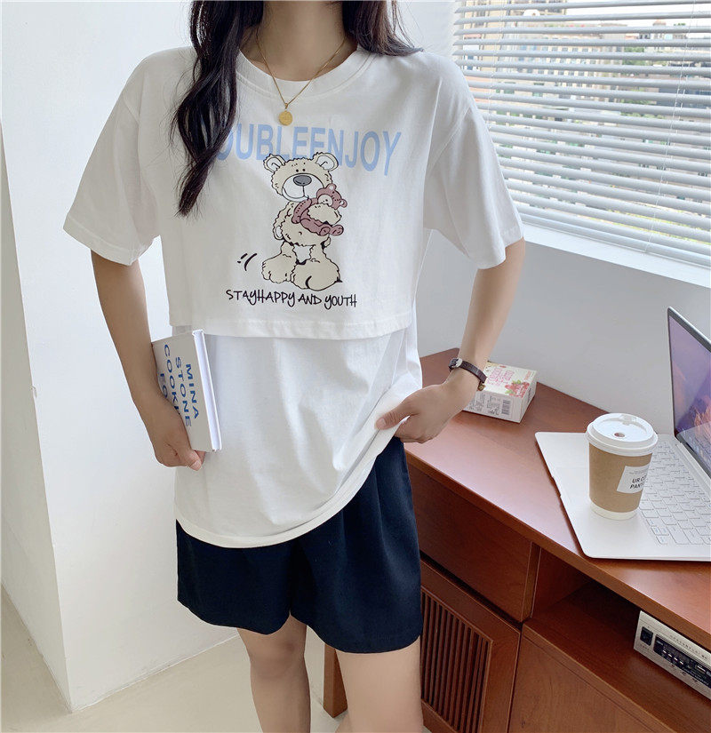 수유복 외출 더운 엄마 여름 얇은 수유상의 멋쟁이 산후 순면 반팔 티셔츠 감금복 하복