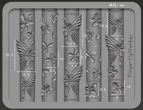 【美甲模具】FingertipWorker精致小众设计冰花蝴蝶美甲模具