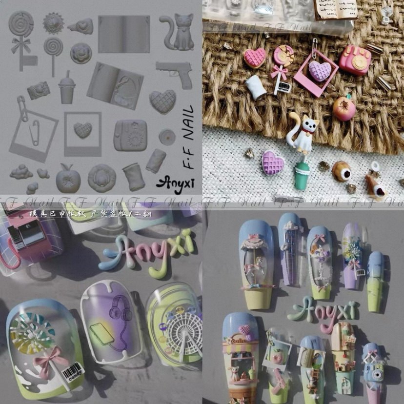 【美甲模具】枫枫正品碎糖棒棒糖爱心小猫咪模具美甲饰品模具,彩妆/香水/美妆工具,美甲工具,淘宝优惠券,粉丝福利购,淘宝优惠卷