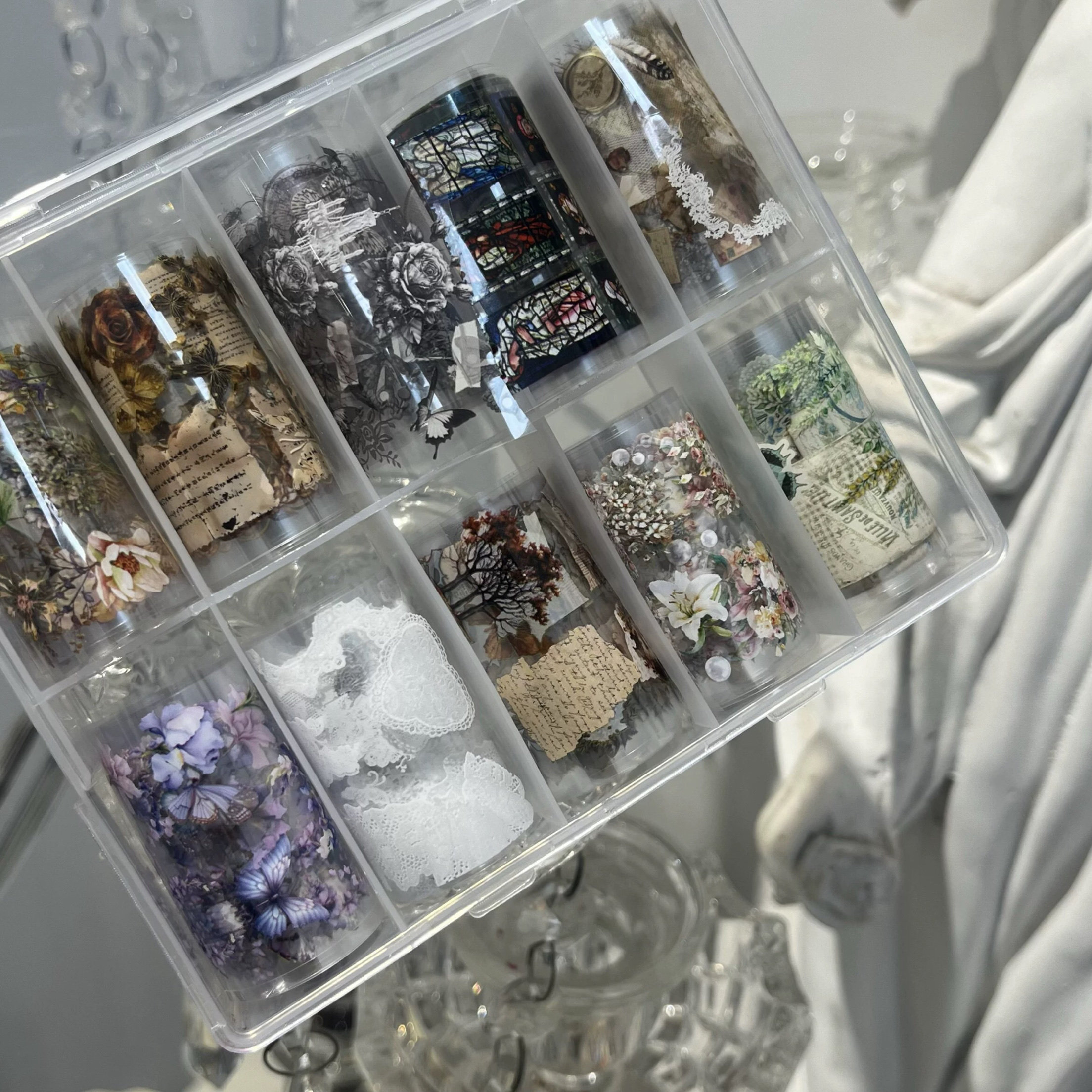 【豆汤正品】指匠手帐复古风玻璃窗人物蕾丝花边美甲转印纸