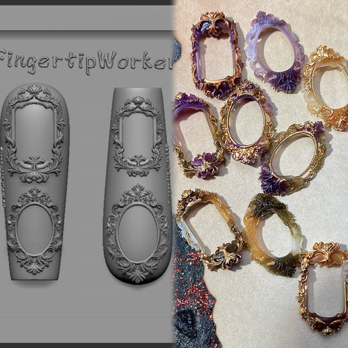 【美甲模具】FingertipWorker原创小众精致常用欧式圆相框方相框