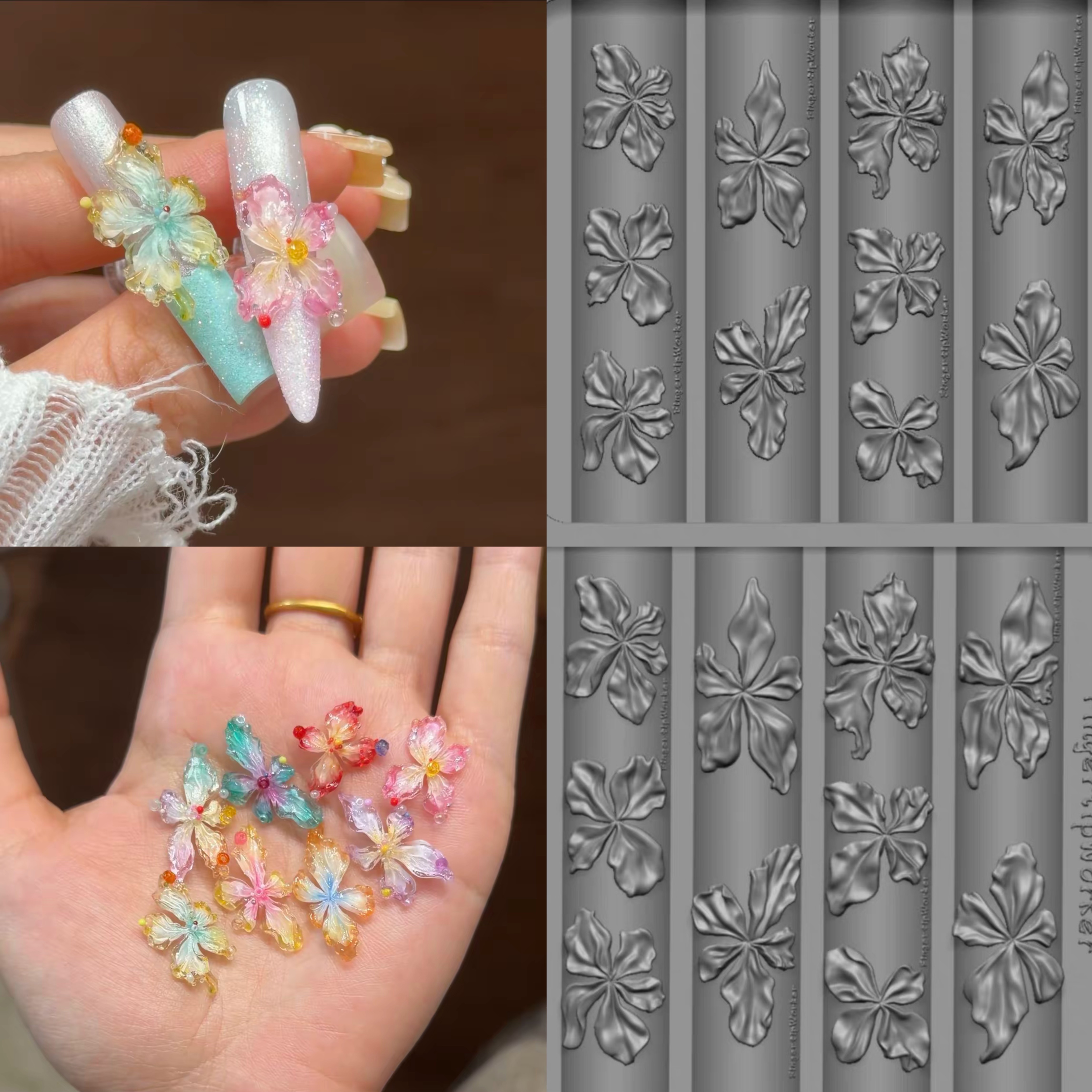 【美甲模具】FingertipWorker猪猪新款立体冰花模具夏日美甲模具