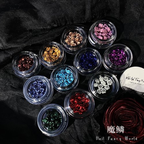 【Moli饰品】金属色迷你玫瑰美甲饰品装饰铁艺玫瑰花饰电镀色新款