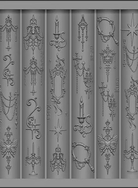 【美甲模具】小草模具联名灰色小熊复古宫廷相框链条烛台原创模具