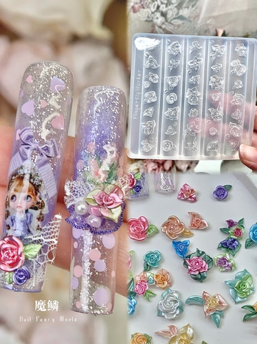 【美甲模具】FingertipWorker中古奶油玫瑰古早玫瑰花瓣纹理模具