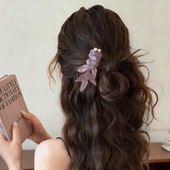 浅紫色精致锦鲤发夹头饰 侧边珍珠手工掐丝低丸子头中式 日常发饰