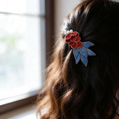 新年款 侧边日常头饰 饰传统古典锦鲤发饰 红色小鱼发夹 女珍珠装