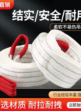 包邮扁平白色吊带 起重吊装带 吊车吊带 双扣吊装带5吨6T2M-12米