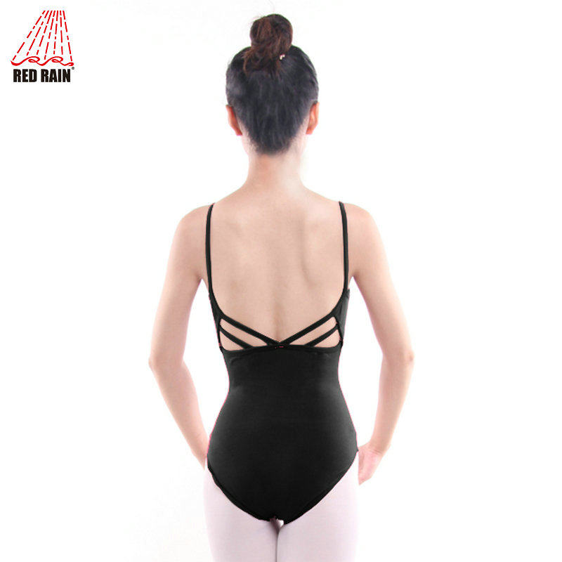 红雨舞蹈服芭蕾连体服练功服女基训吊带露背形体服体操服可插胸垫