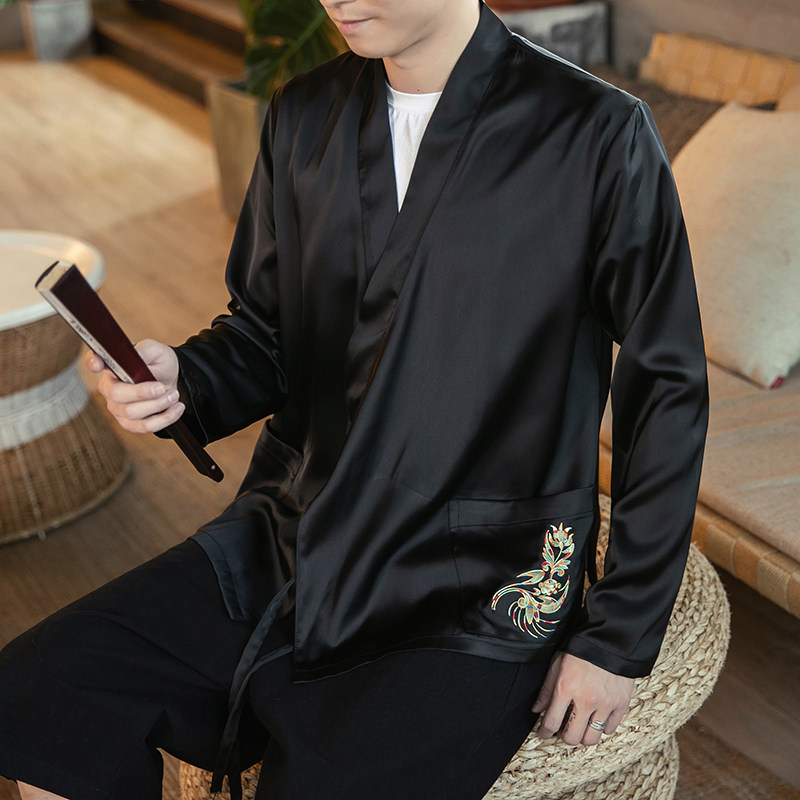 汉元素青年斜襟汉服上衣敦煌刺绣大码茶服外套复古风唐装 Y12-P50图片