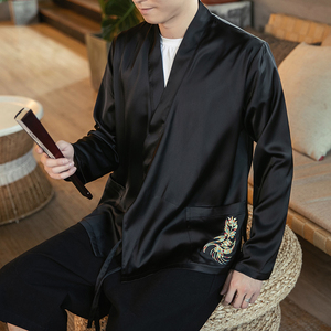 汉元素青年斜襟汉服上衣敦煌刺绣大码茶服外套复古风唐装 Y12-P50图片