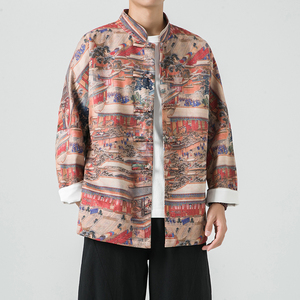 秋风男装鹿皮绒盘扣复古夹克唐装汉服外套XZ301D-2/JK35-P105图片