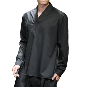 新中式秋装交领衬衫大码男 长袖中式衬衣汉服改良套头衫C310-P75图片
