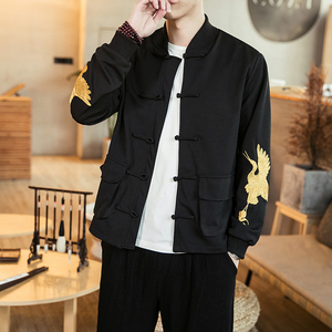 风唐装复古盘扣夹克棒球服绣花中式夹克立体口袋夹克JK01-P70图片