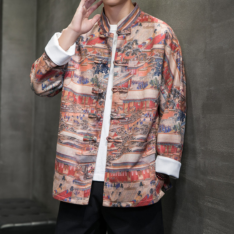 秋风男装鹿皮绒盘扣复古夹克唐装汉服外套XZ301D-2/JK35-P105,男装夹克,星座301D-2(原钱塘4011)