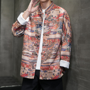 秋风男装鹿皮绒盘扣复古夹克唐装汉服外套XZ301D-2/JK35-P105图片