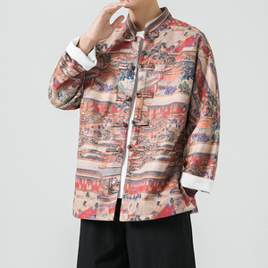 秋风男装鹿皮绒盘扣复古夹克唐装汉服外套XZ301D-2/JK35-P105图片