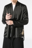 汉元素青年斜襟汉服上衣敦煌刺绣大码茶服外套复古风唐装Y12-P50，男装衬衫，星座301D-2(原钱塘4011)