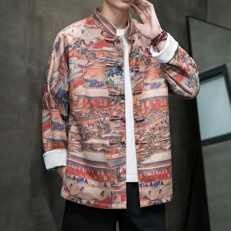 新中式秋款风男装鹿皮绒盘扣复古夹克唐装汉服外套JK35-P105,男装夹克,星座301D-2(原钱塘4011)