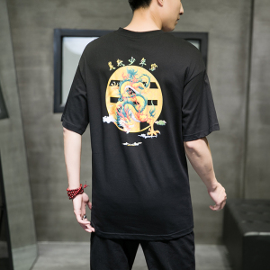 2024夏季新款重磅丝网印花短袖T恤大码男装-T18-P35图片