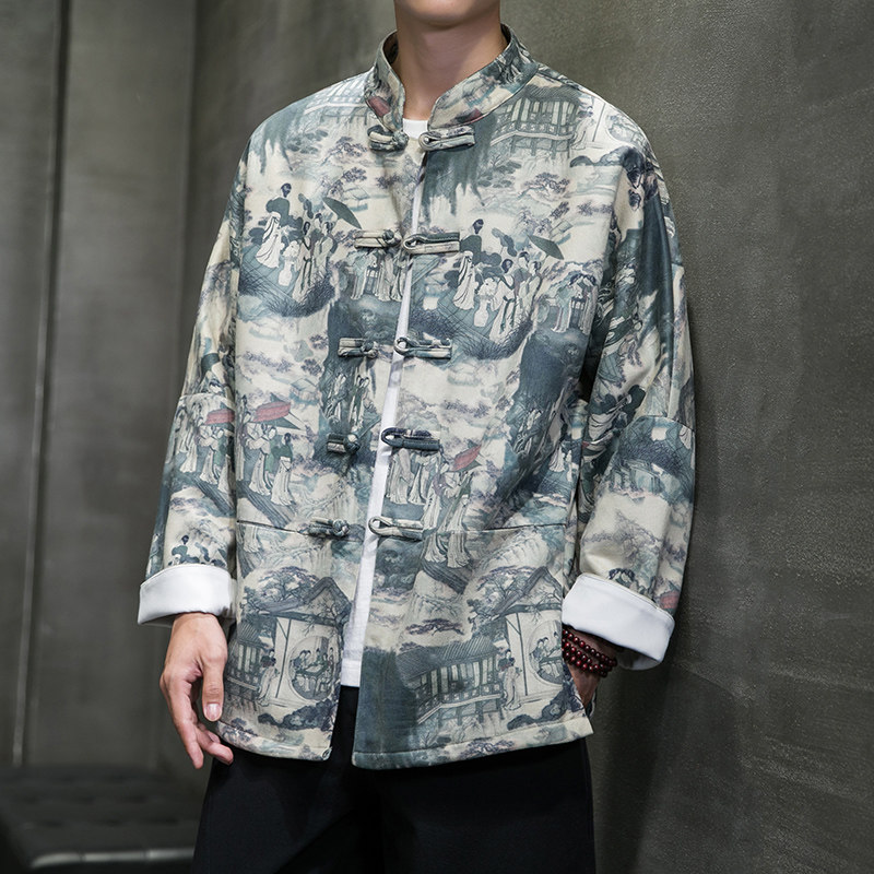 秋风男装鹿皮绒盘扣复古夹克唐装汉服外套XZ301D-2/JK35-P105图片