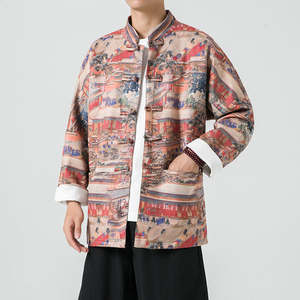 秋风男装鹿皮绒盘扣复古夹克唐装汉服外套XZ301D-2/JK35-P105图片