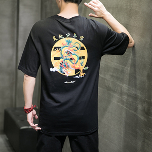 2024夏季新款重磅丝网印花短袖T恤大码男装-T18-P35图片