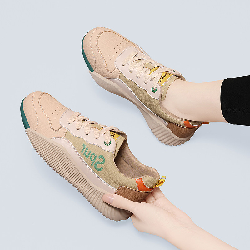 真皮德训鞋女款2025年春秋季新款平底百搭休闲运动鞋软底轻便板鞋