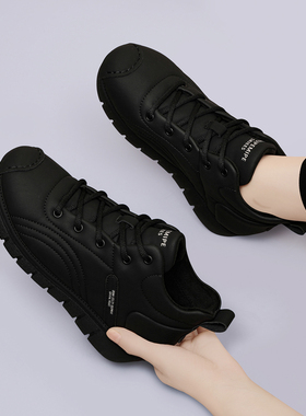 运动鞋女冬季加绒2025新款保暖棉鞋轻便软底黑色休闲高帮鞋小黑鞋