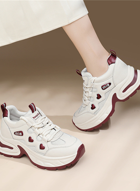 老爹鞋女款2025年春季新款厚底增高休闲百搭白色运动跑步小白鞋子