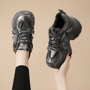 厚底老爹鞋女2025新款小个子增高冬季加绒棉鞋轻便软底休闲运动鞋