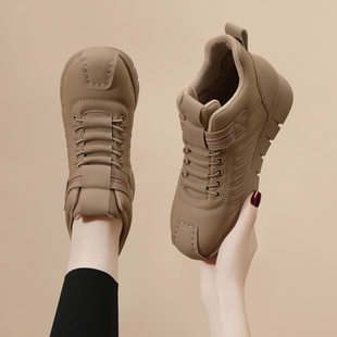高帮鞋女款软底舒适2025新款春秋季休闲运动跑步鞋冬款加绒棉鞋子