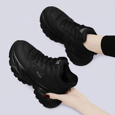 黑色老爹鞋女厚底小个子内增高8cm2025新款春秋季软底休闲运动鞋