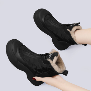 黑色马丁靴女款2025新款冬季加绒加厚户外抗寒保暖防水防滑雪地靴