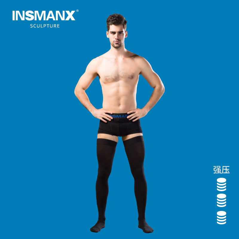 INSMANX男士塑腿袜防滑防卷塑大腿袜男塑腿袜 塑型束腿美腿袜