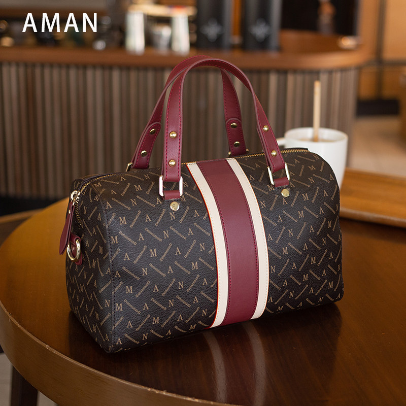 Aman女包手提包欧美女士包包时尚潮牌单肩斜挎包简约百搭波士顿包