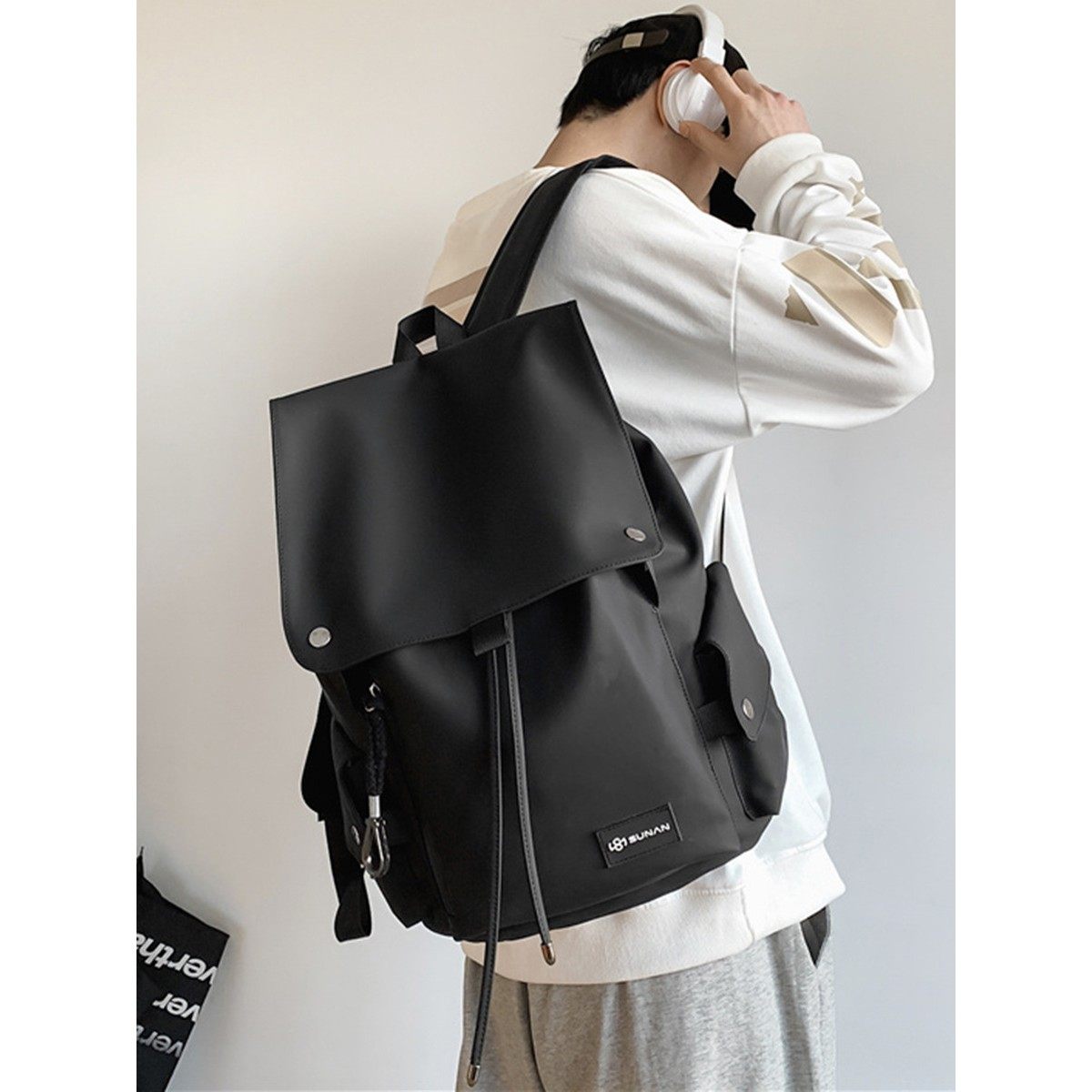 帆布双肩包女新款男大学生书包多层大容量尼龙布短途旅行背包