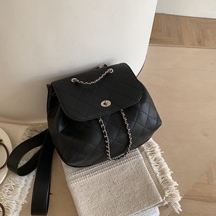 2026秋季新款菱格小香风链条双肩包女时尚小众百搭小背包女生