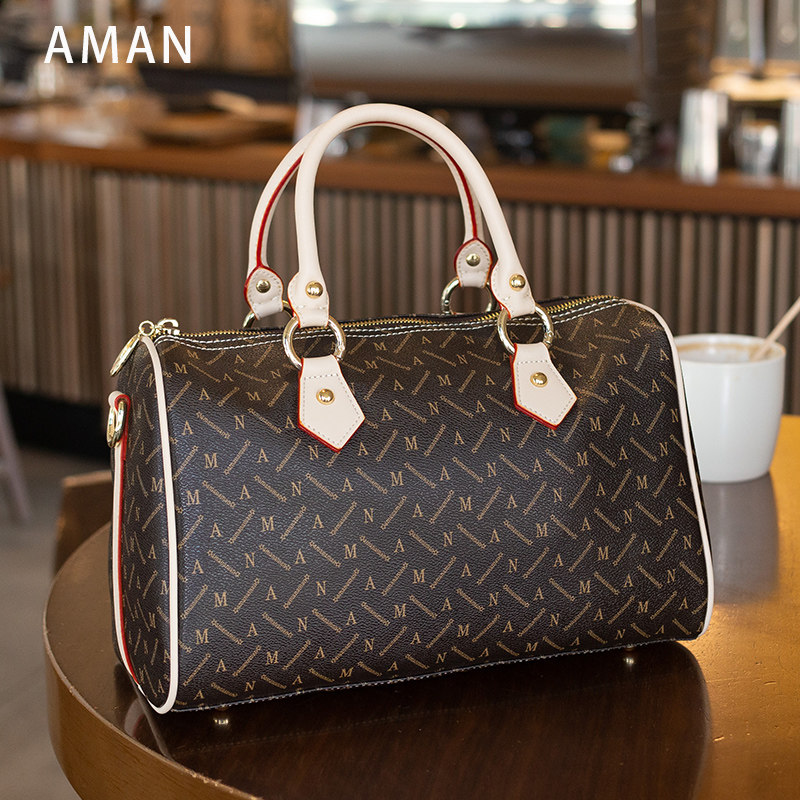 Aman手提包女大容量2020新款波士顿包时尚百搭行李包短途旅行包袋
