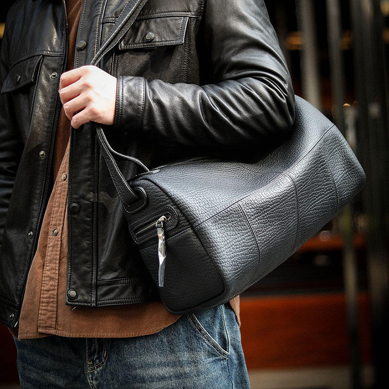 2025新款男士旅行包旅游真皮健身包通勤单肩斜挎包大容量男包