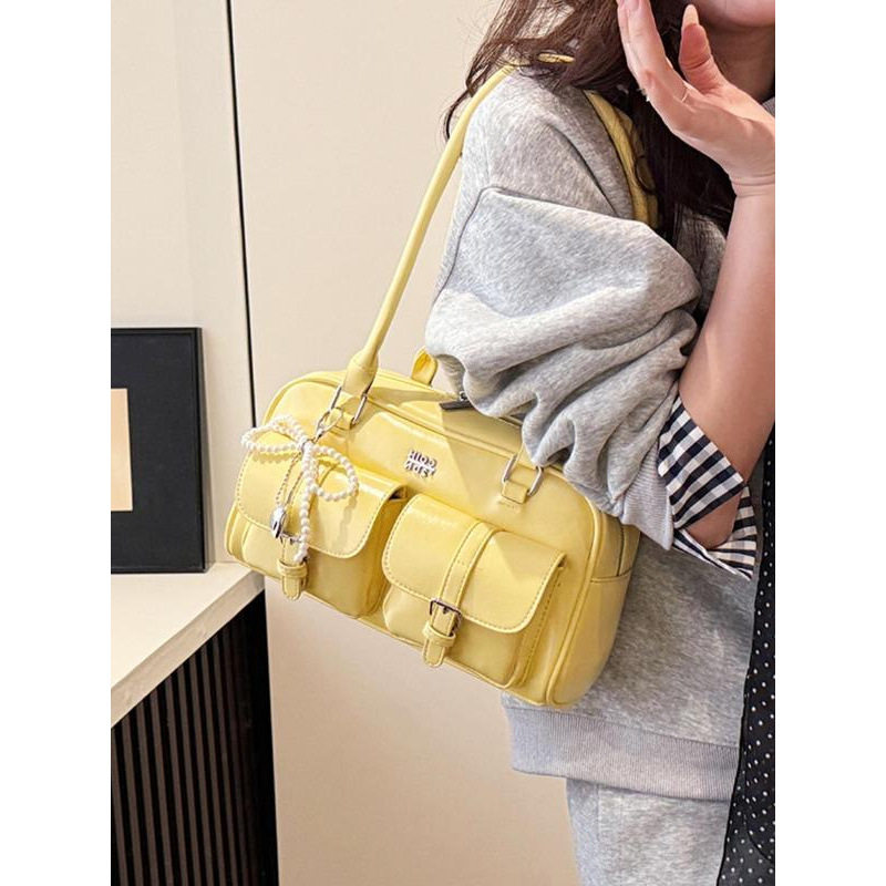 高级感小众拼色双肩包女2026新款大容量皮质电脑背包上班通勤包包