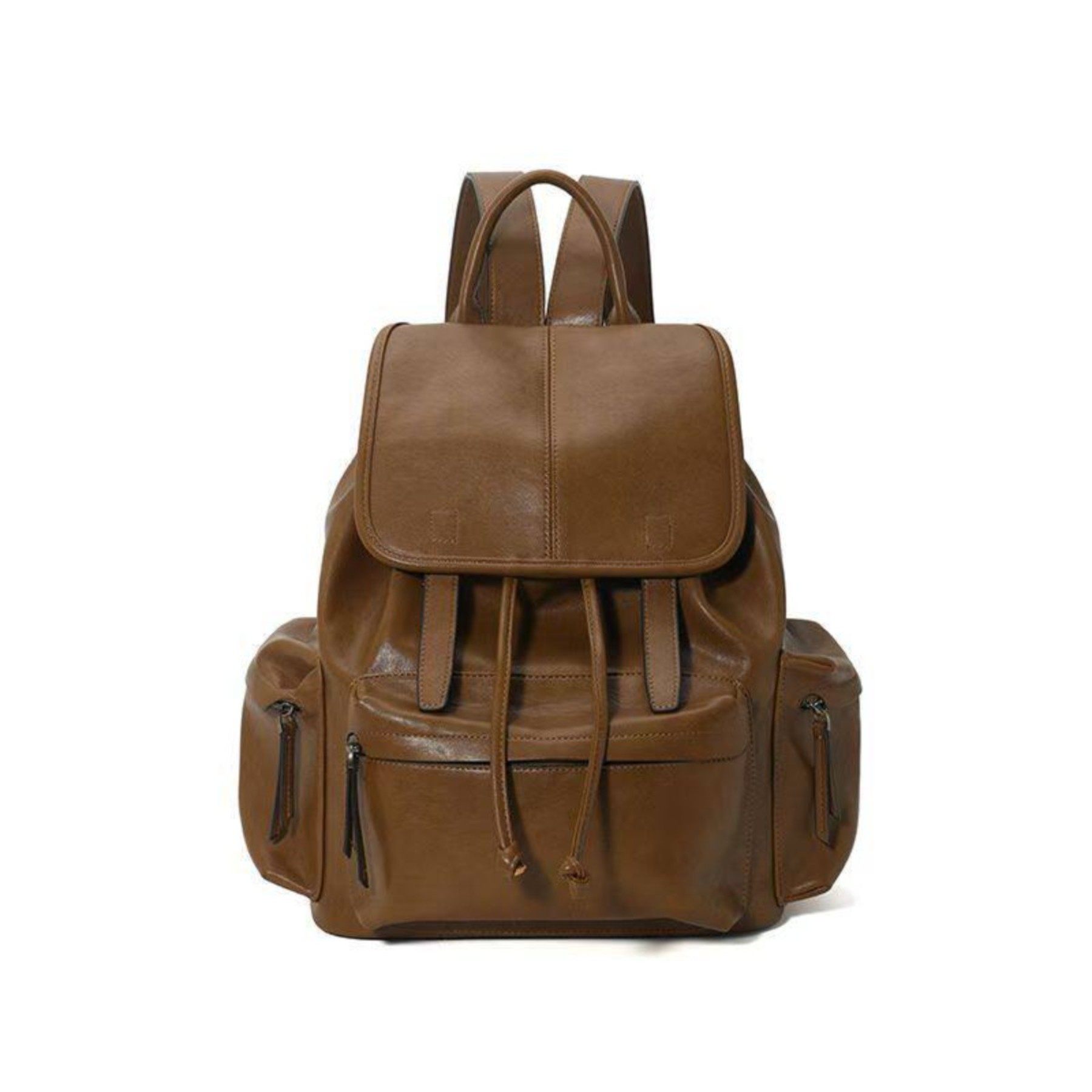 A man大容量双肩包软皮质轻便旅行背包简约通勤大学生上课背包