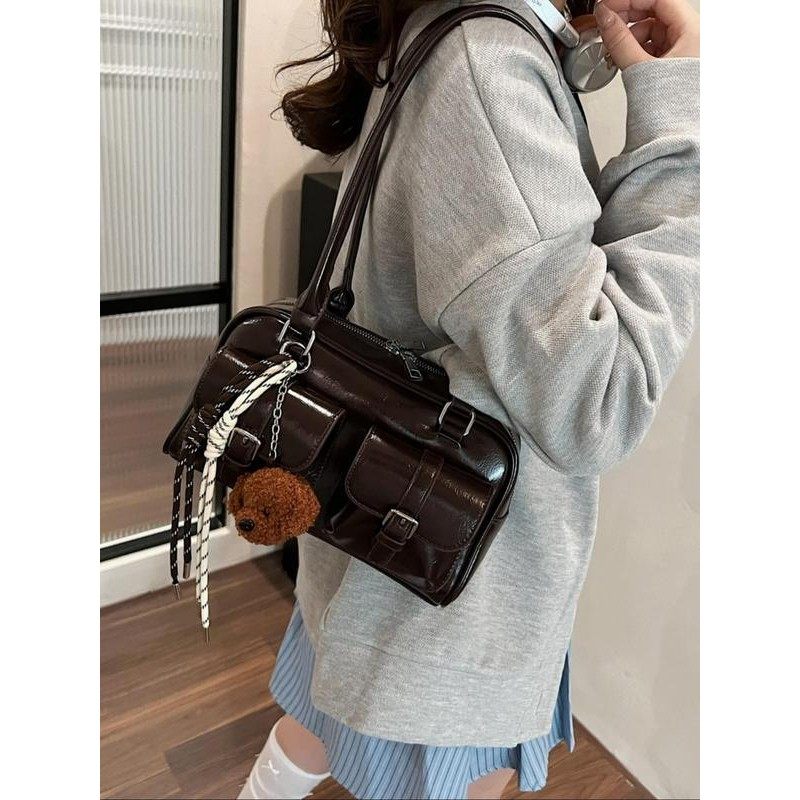 Aman复古波士顿包包女2026新款冬季棕色包包高级感时尚单肩手提包,箱包皮具/热销女包/男包,通用款女包,淘宝优惠券,粉丝福利购,淘宝优惠卷