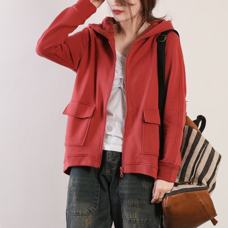 连帽宽松显瘦百搭风拉链开衫卫衣